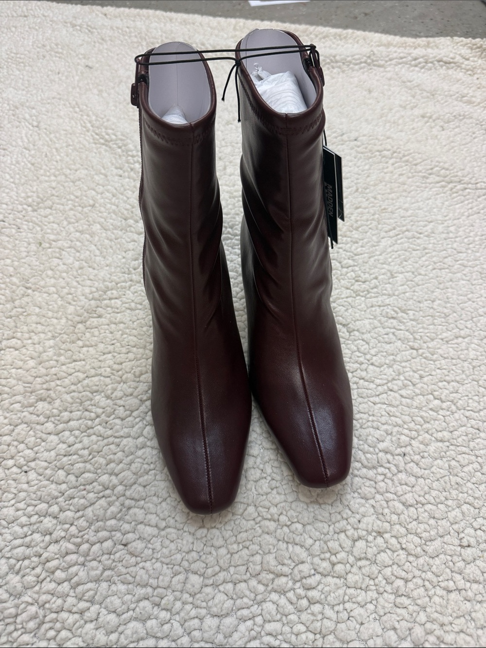 Steve Madden Burgundy Mid-Calf Zip Block Heel Boots - Picture 5 of 5
